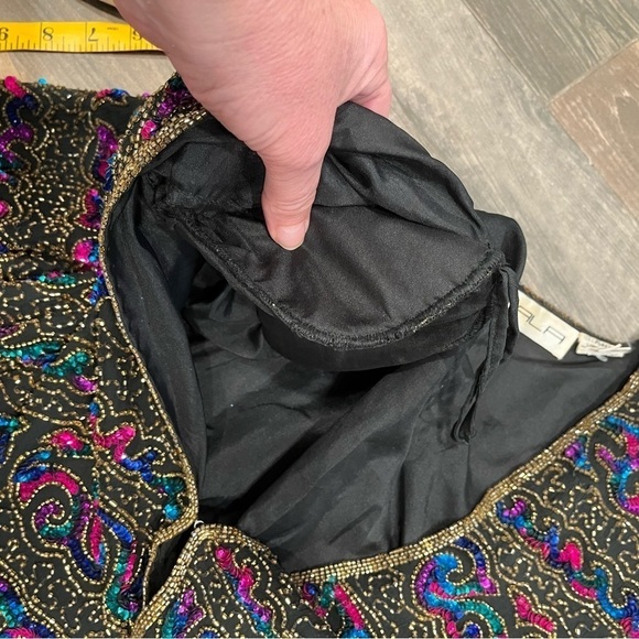 Scala Women Beaded sequin Black & rainbow Cardigan Jacket Blouse Sz 2x - Picture 8 of 8